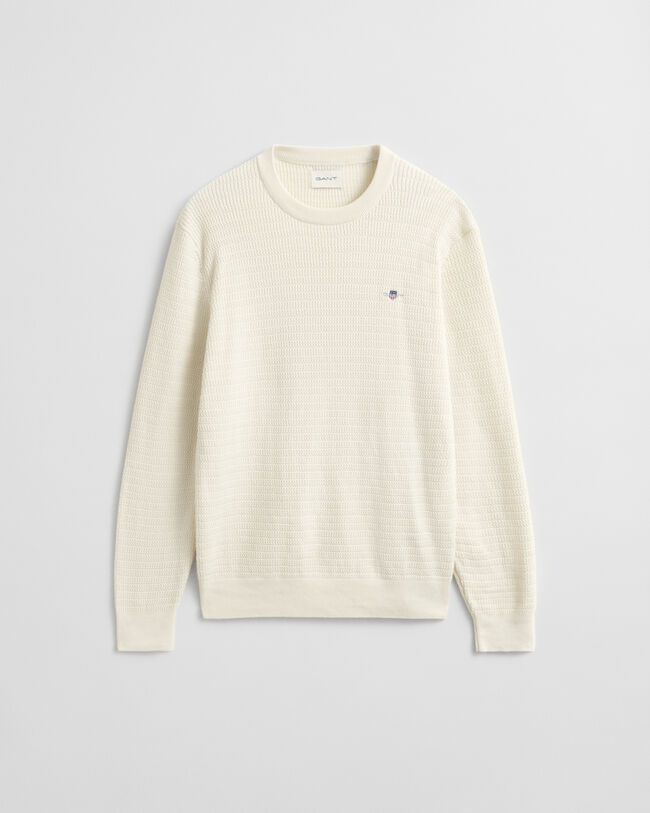 Rundhalspullover mit Mini-Zopfmuster