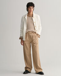 Gerippter Rundhalspullover aus Baumwolle mit Streifen