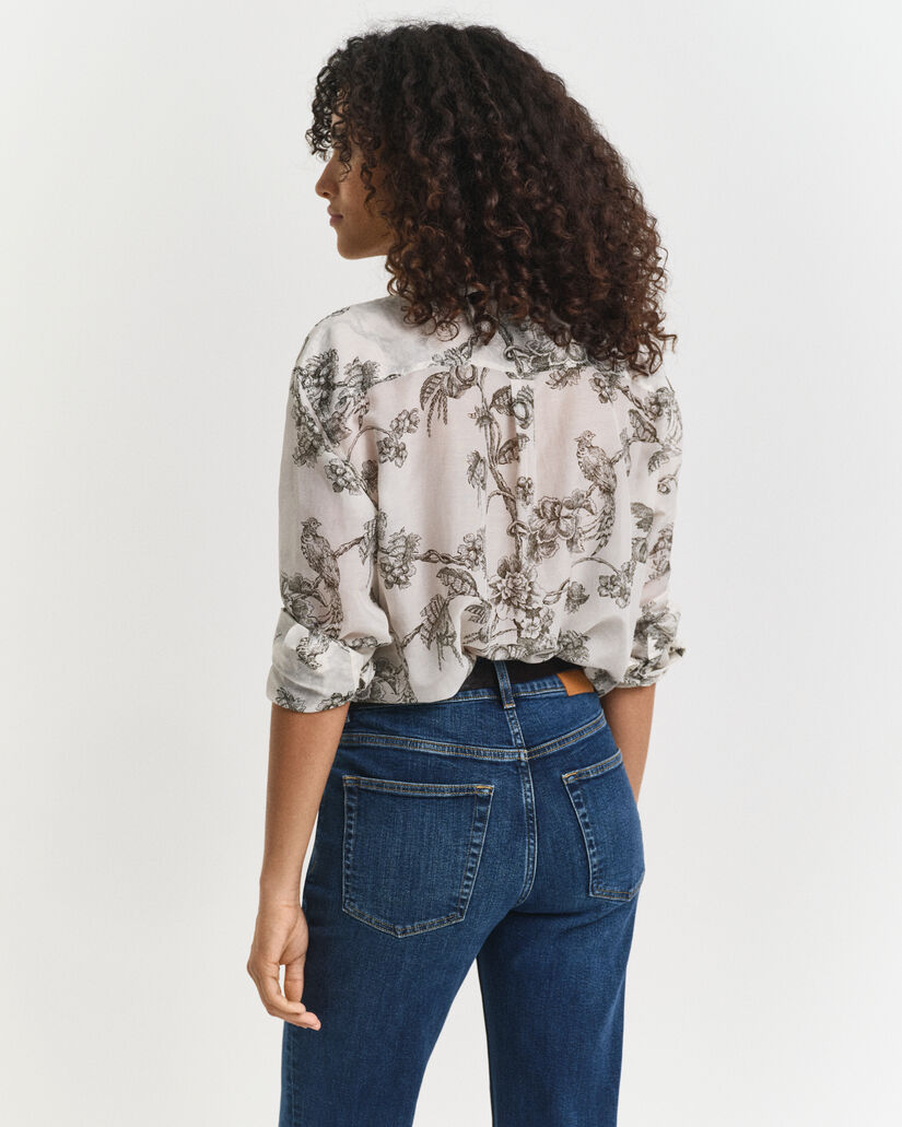 Relaxed Fit Bluse aus Baumwolle und Seide mit Baum-Print