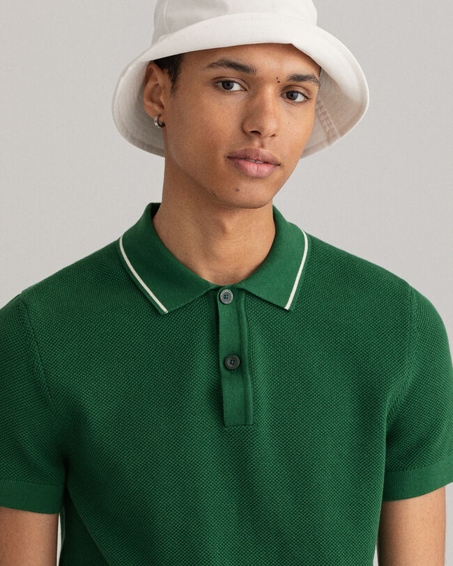 Piqu&eacute; Poloshirt mit Strukturdesign