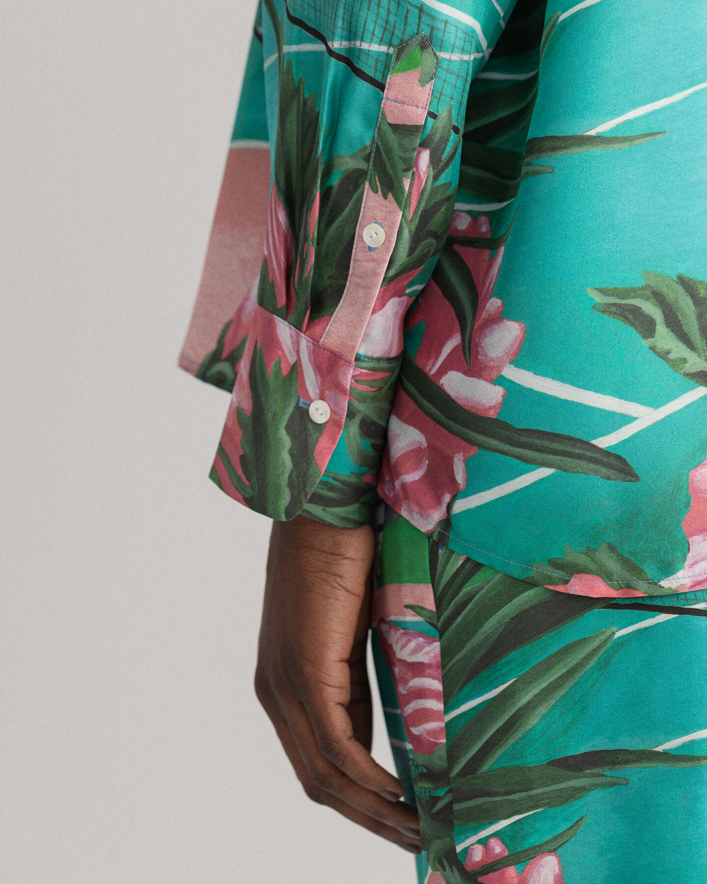 Scenery Print Seidenbluse