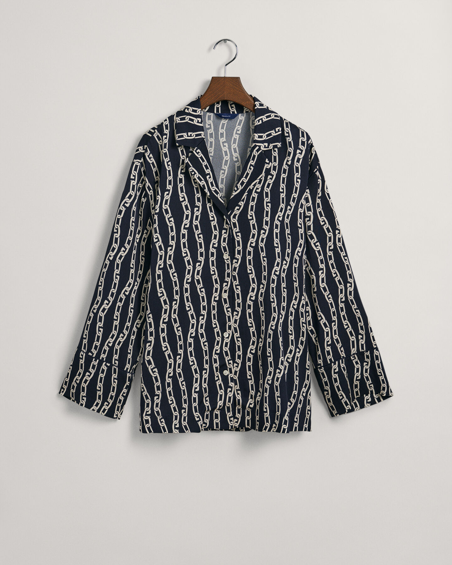 Relaxed Fit Chain Print Bluse im Pyjamastil
