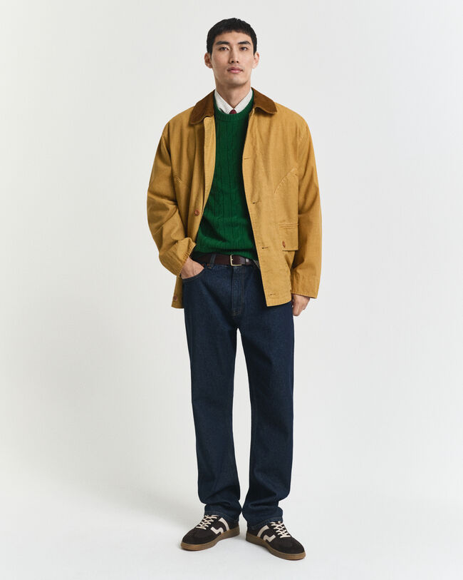 Lambswool Zopfstrick Rundhalspullover