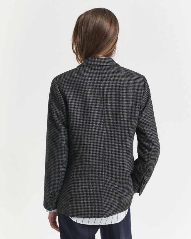 Regular Fit Houndstooth Blazer aus Wolle