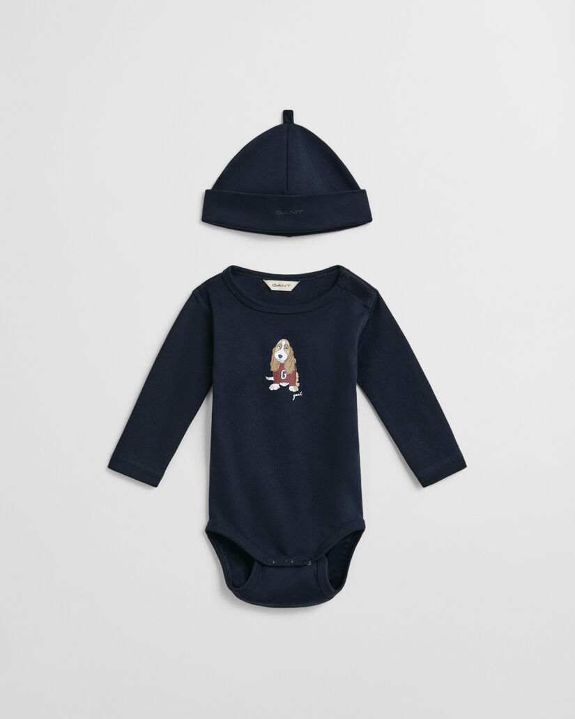 Baby Body und Beanie mit Hunde-Print