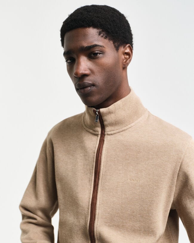 Sacker Rib Strickjacke mit Reißverschluss