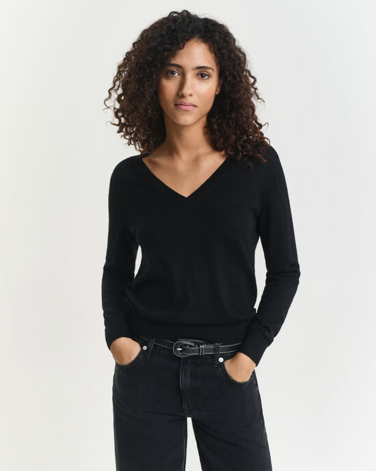 V-Neck Pullover aus extra feiner Merinowolle