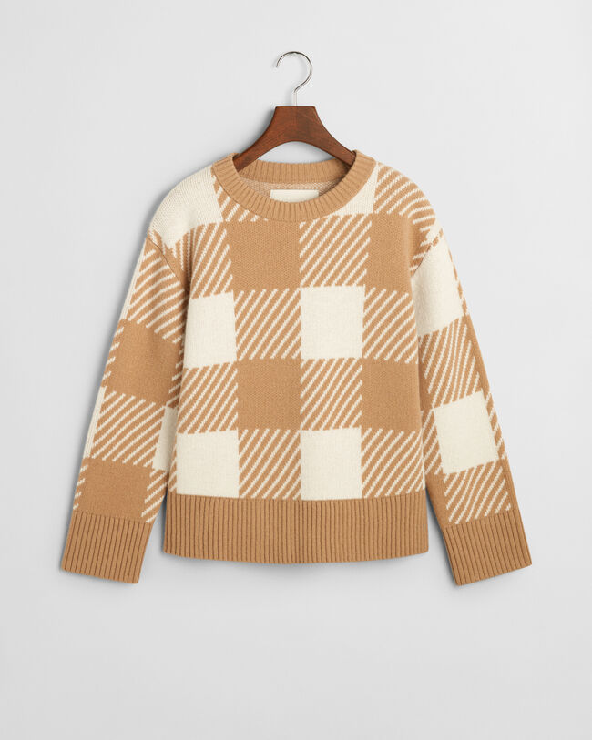 Buffalo Checked Rundhalspullover