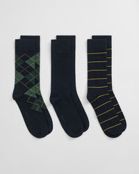 3er-Pack Socken Argyle & Streifen