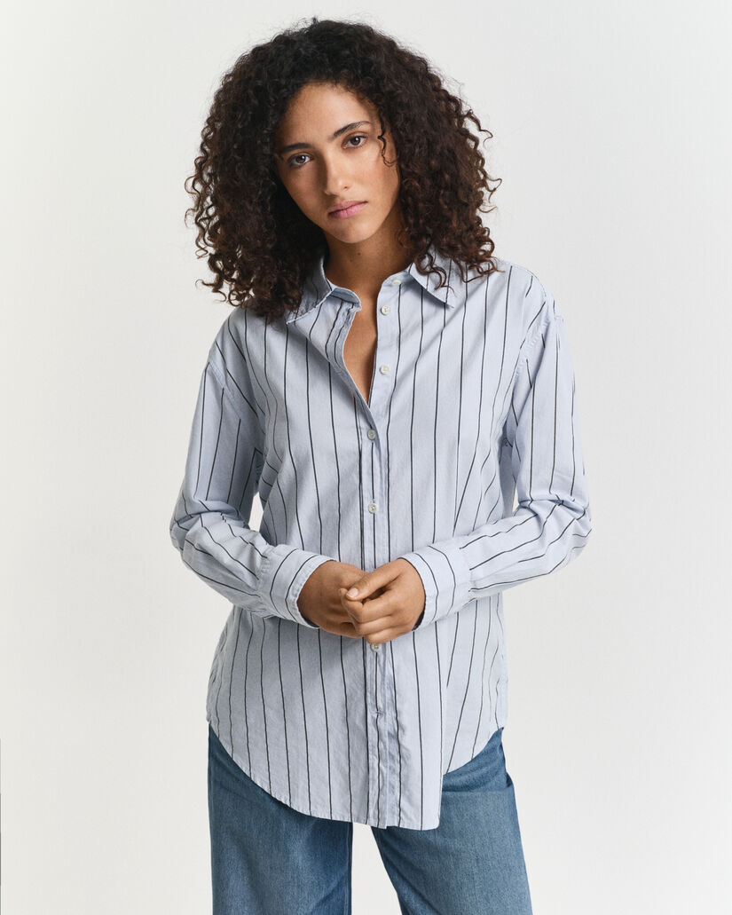 Gestreifte Relaxed Fit Luxury Oxford-Bluse