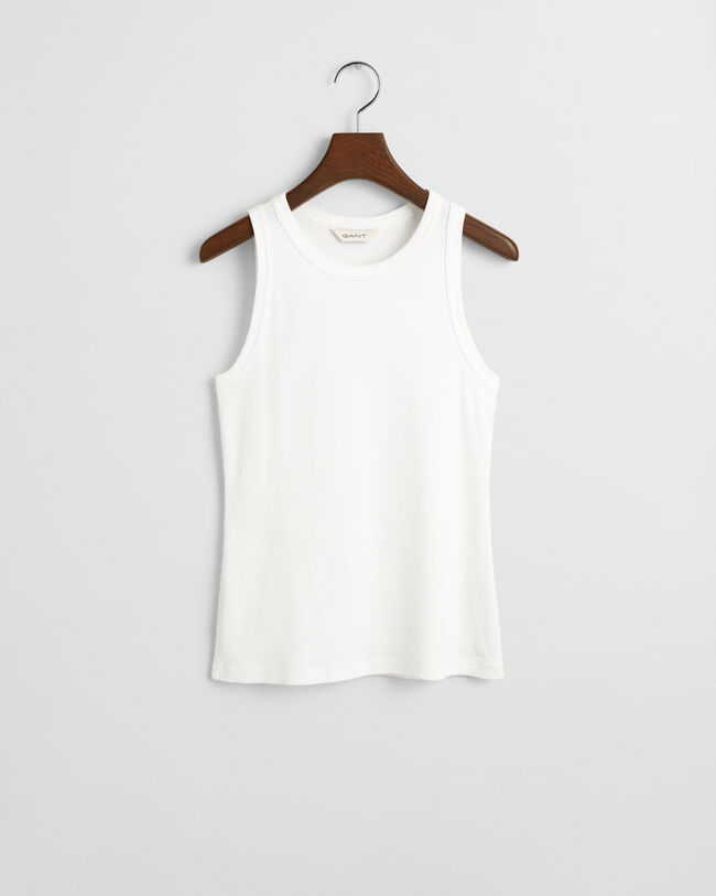Geripptes Tanktop mit hohem Kragen