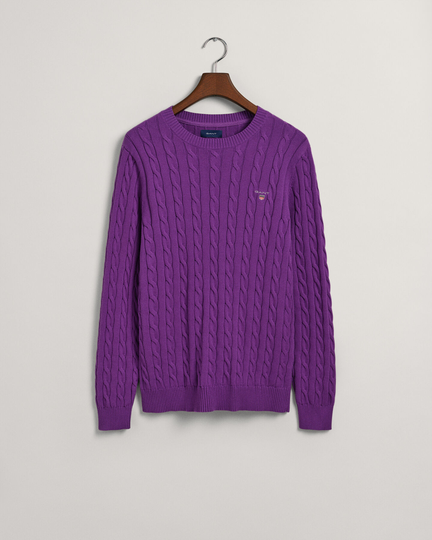 Zopfstrick Rundhalspullover aus Baumwolle