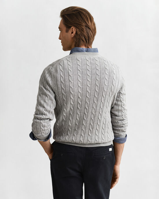 Zopfstrick Rundhalspullover aus Baumwolle