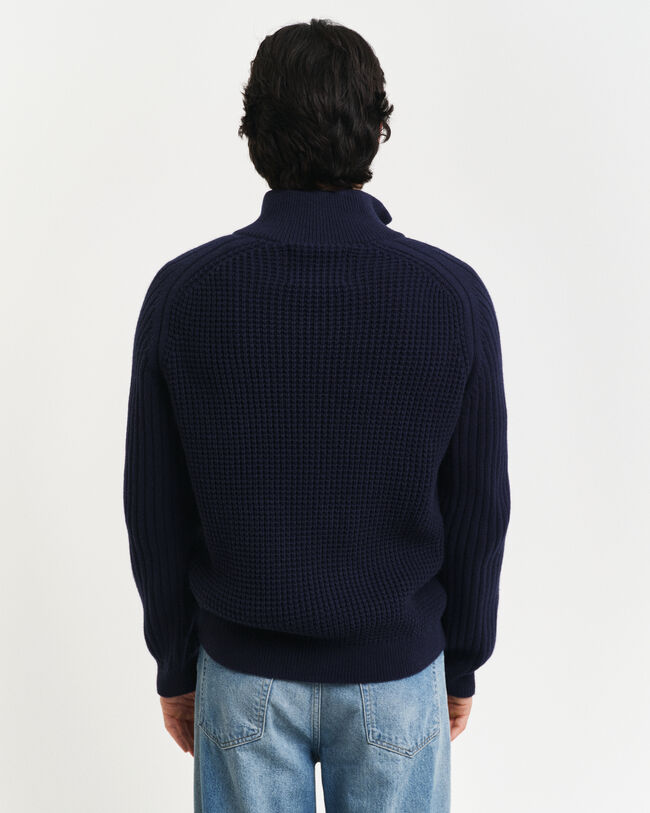 Strickjacke aus strukturiertem Wollgemisch mit Reißverschluss