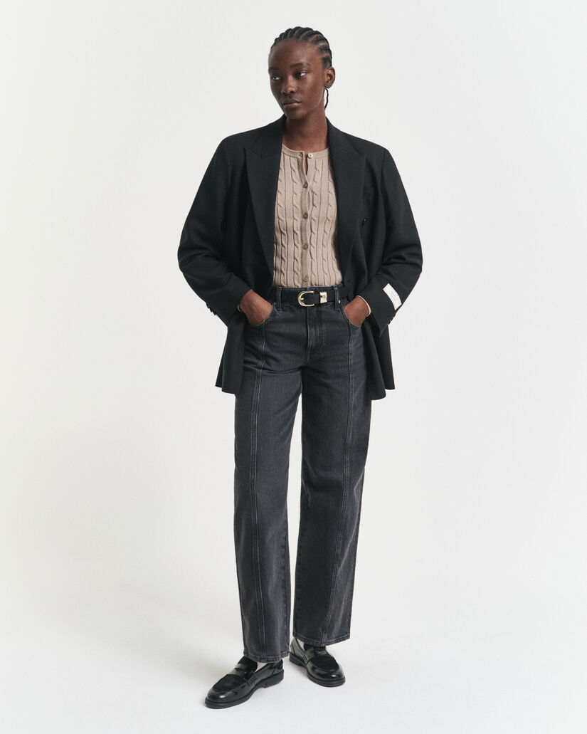 Strickjacke aus Stretch-Baumwolle mit Zopfmuster