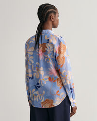 Regular Fit Baumwoll Seiden Bluse mit Blumen-Print