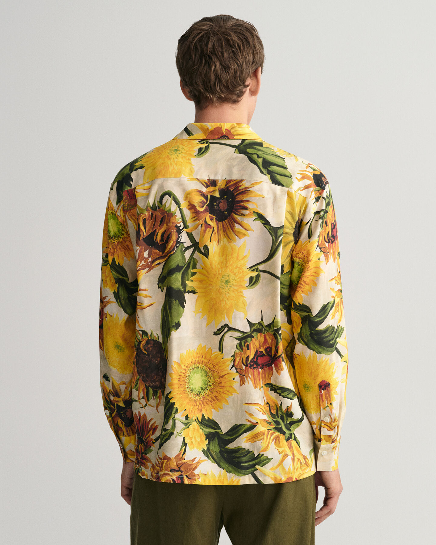 Relaxed Fit Seidenhemd mit Sonnenblumen-Print
