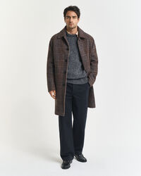 Wollmix Rundhalspullover mit Noppenstruktur