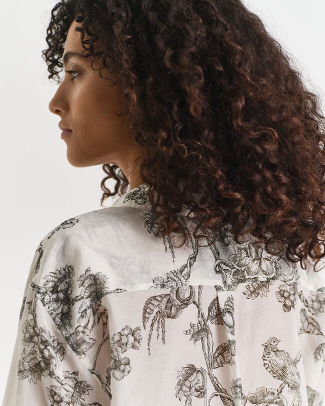 Relaxed Fit Bluse aus Baumwolle und Seide mit Baum-Print