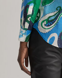 Regular Fit Baumwoll-Seiden-Bluse mit Paisley-Muster