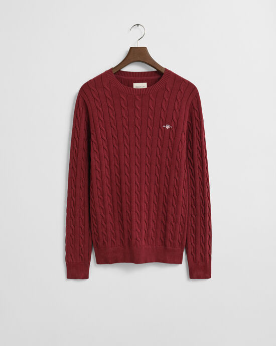 Zopfstrick Rundhalspullover aus Baumwolle