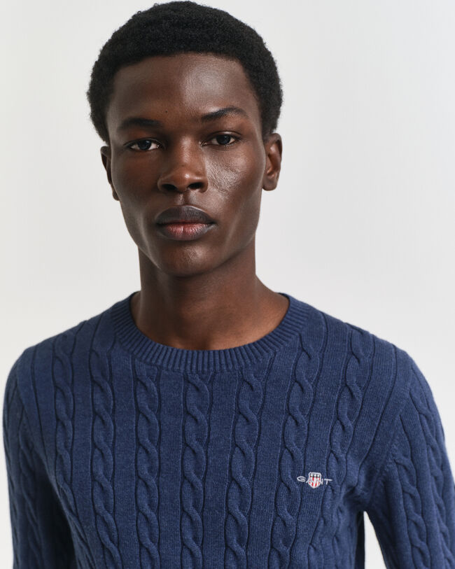 Zopfstrick Rundhalspullover aus Baumwolle