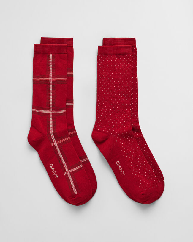2er-Pack Socken in Geschenkbox Karo & Punkte
