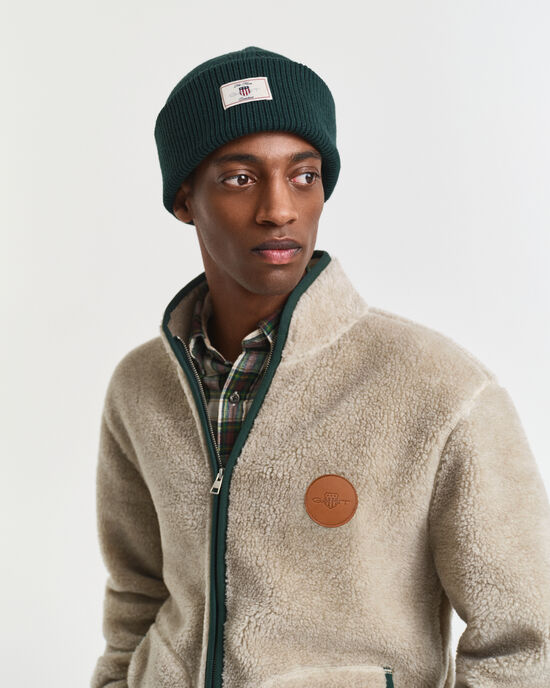 Gerippte Beanie aus Baumwollgemisch