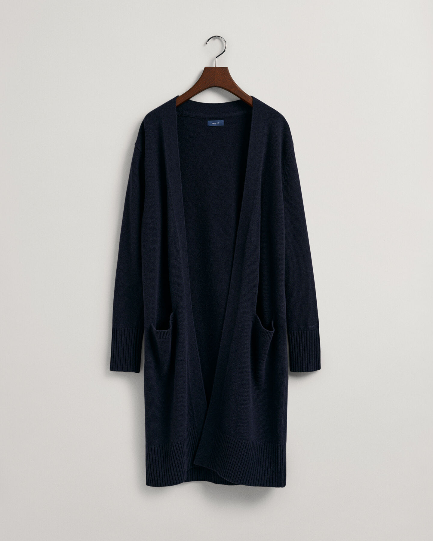 Lange Wollstrickjacke