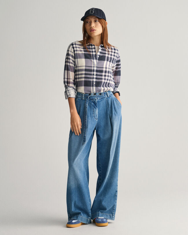 Regular Fit Baumwoll Seiden Karobluse