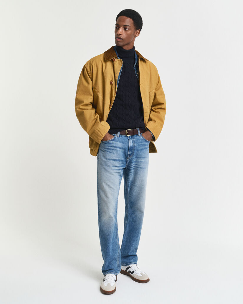 Zopfstrick Rollkragenpullover aus Baumwolle