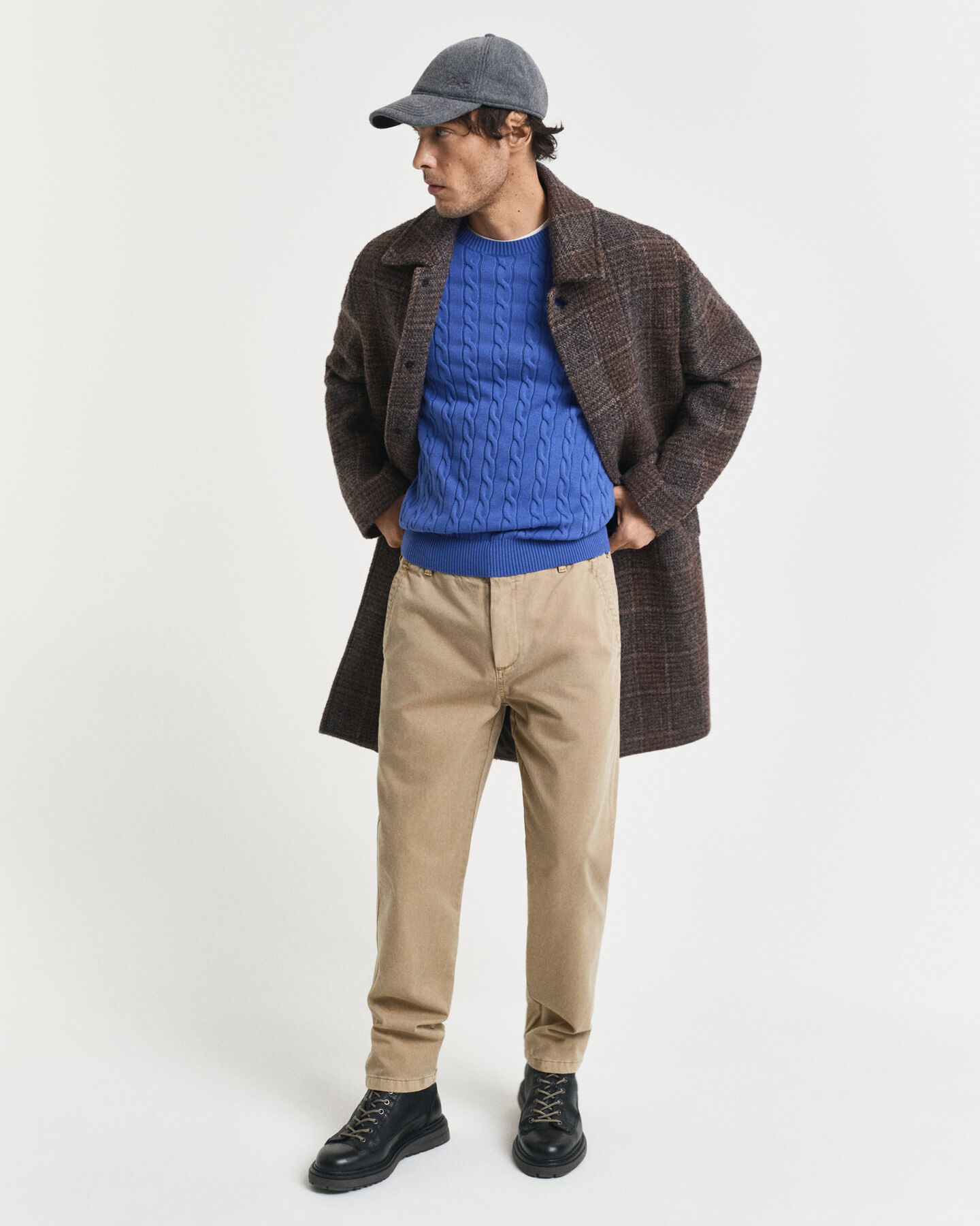 Zopfstrick Rundhalspullover aus Baumwolle