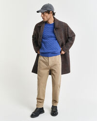 Zopfstrick Rundhalspullover aus Baumwolle