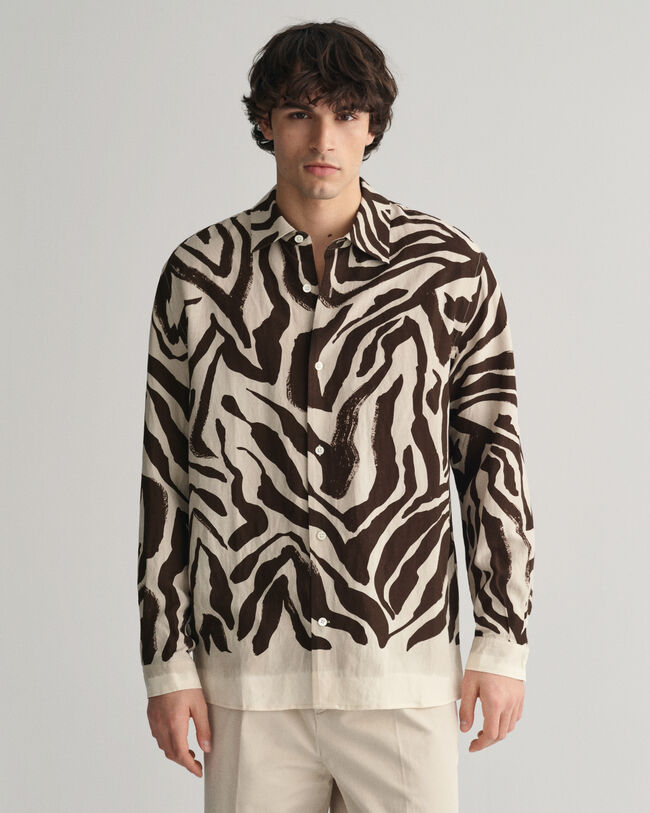 Relaxed Fit Seidenhemd mit Zebra-Print