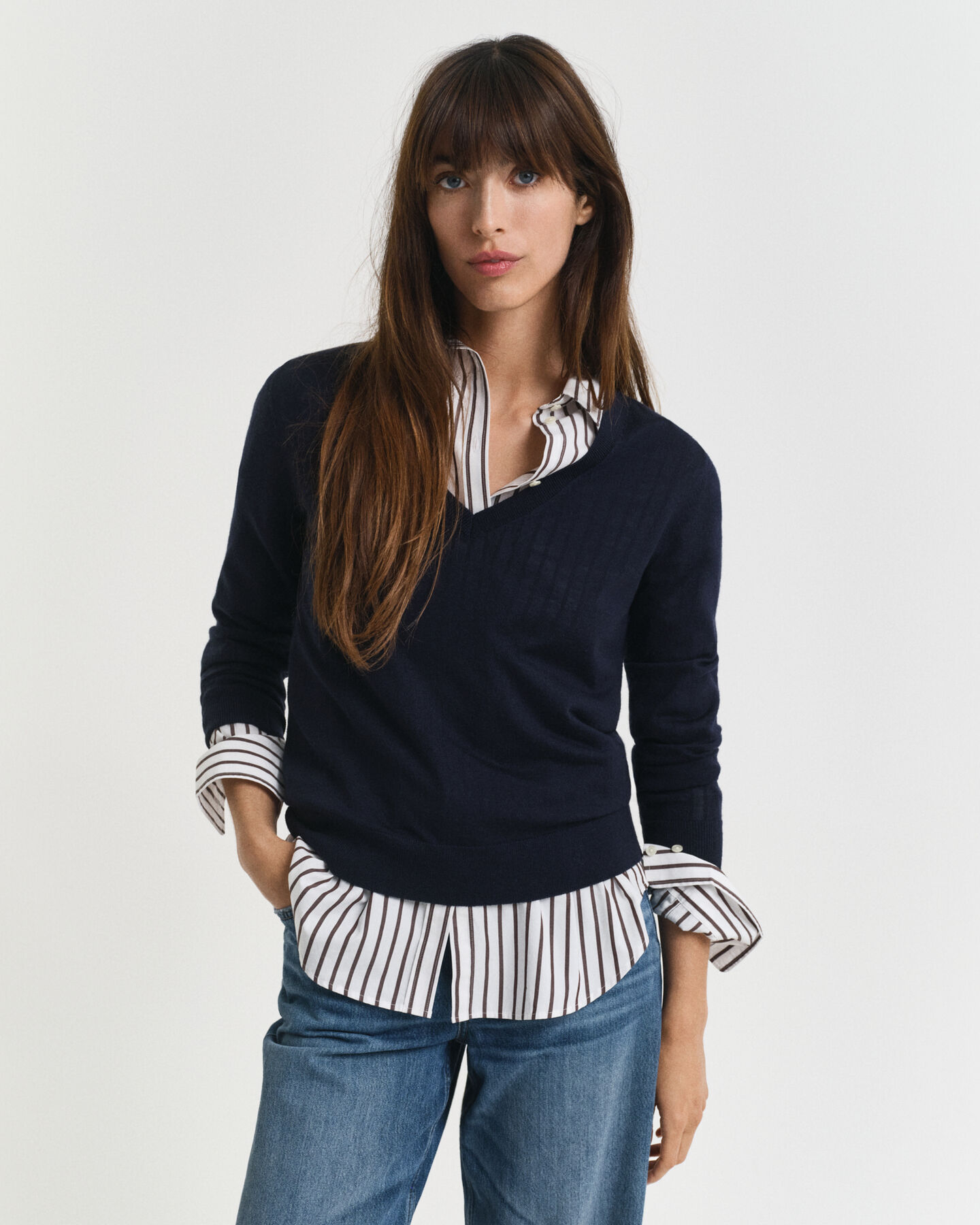 V-Neck Pullover aus extra feiner Merinowolle