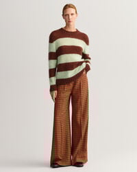 Mohair Rundhalspullover mit Streifen