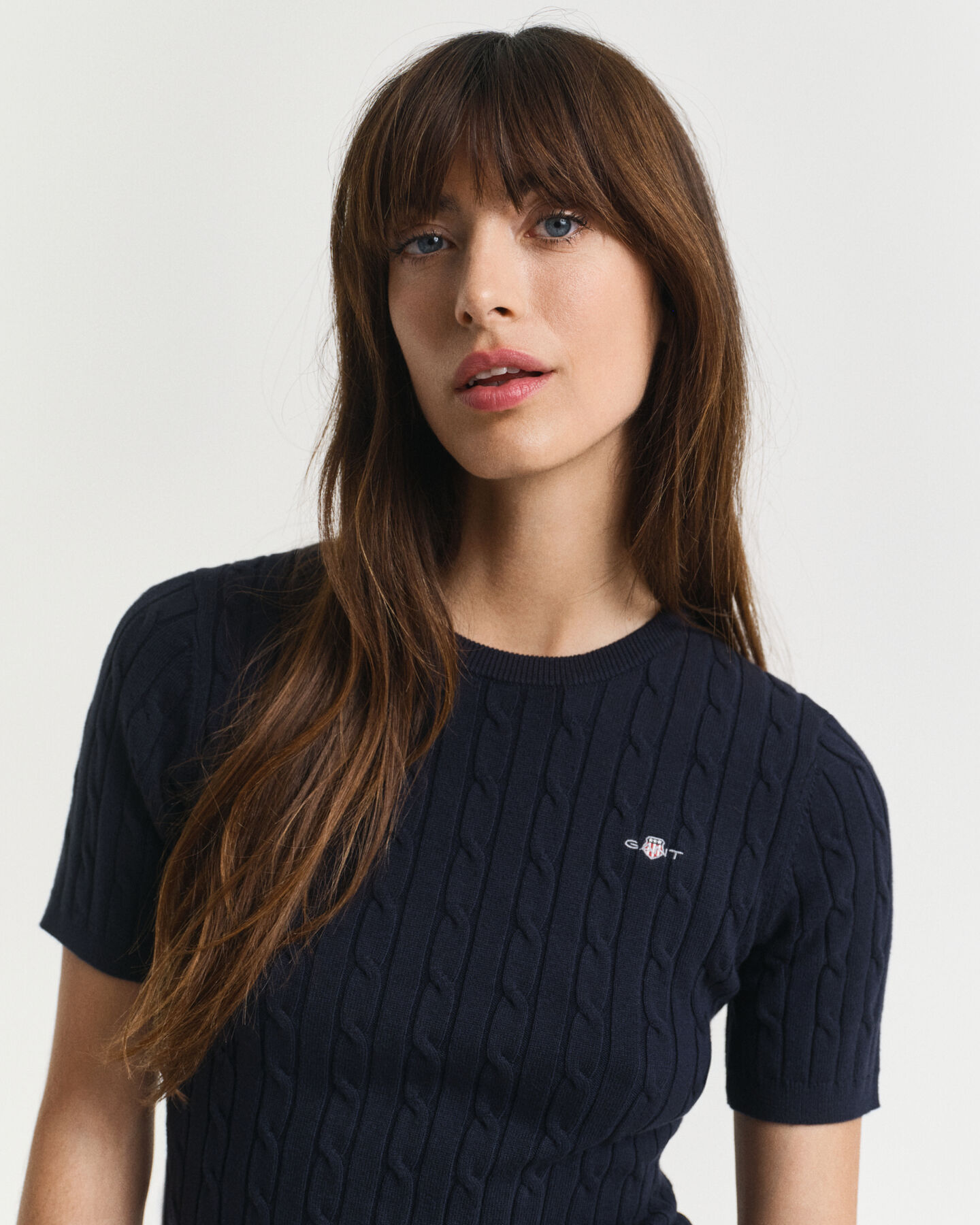 Zopfstrick-Pullover aus Stretch-Baumwolle