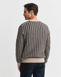 Zweifarbiger Rundhalspullover mit Struktur