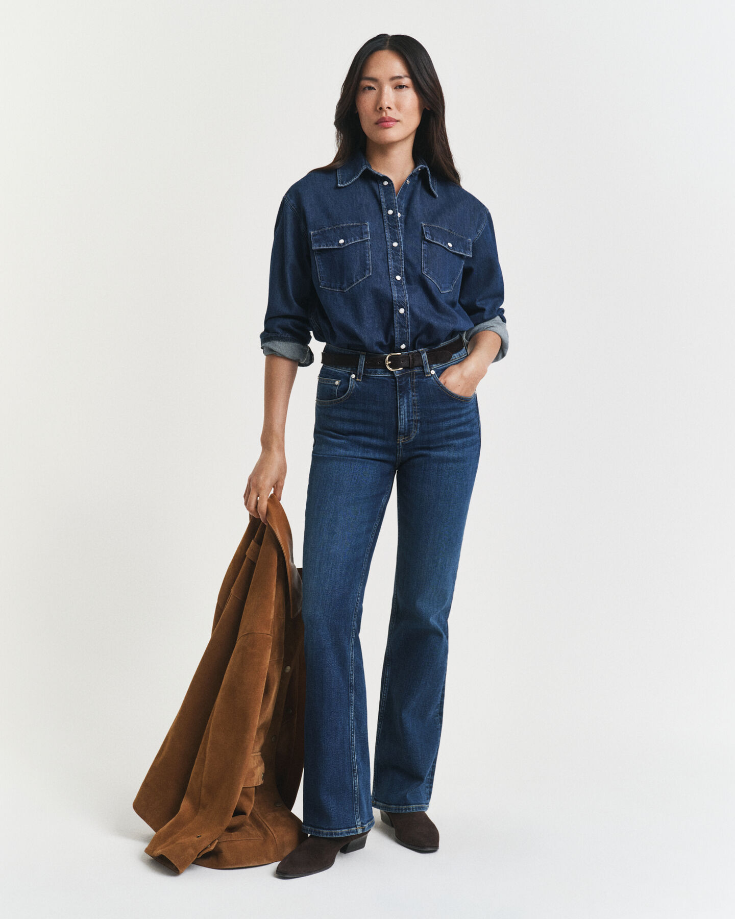 Relaxed Fit Jeansbluse mit Tasche