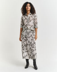 Midirock mit Falten und mit Baum-Print