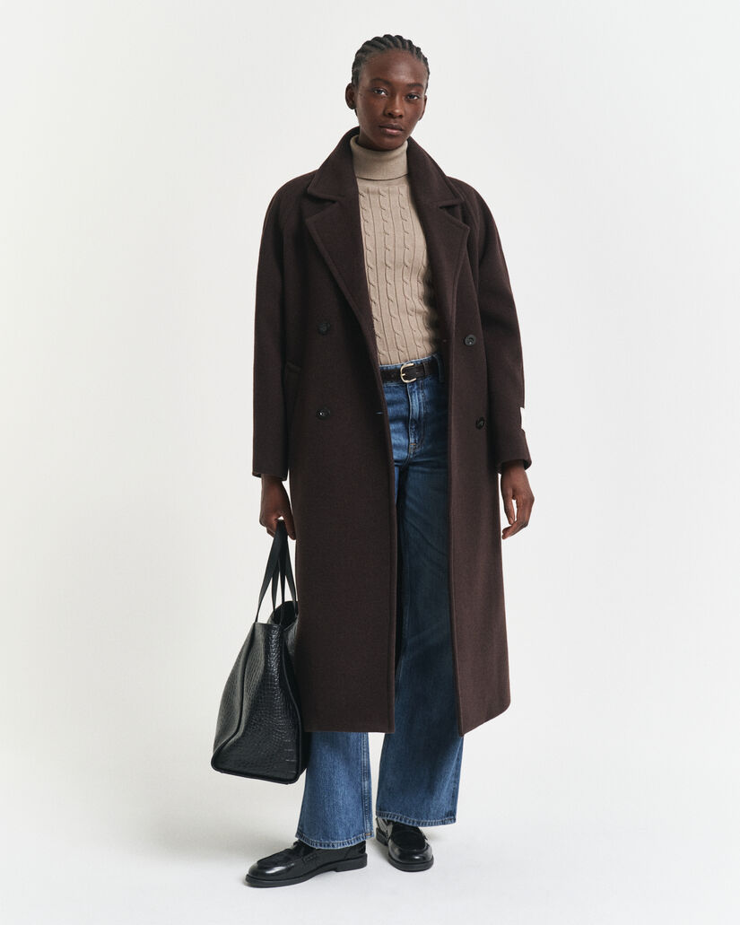 Zopfstrick Rollkragenpullover aus Stretch-Baumwolle