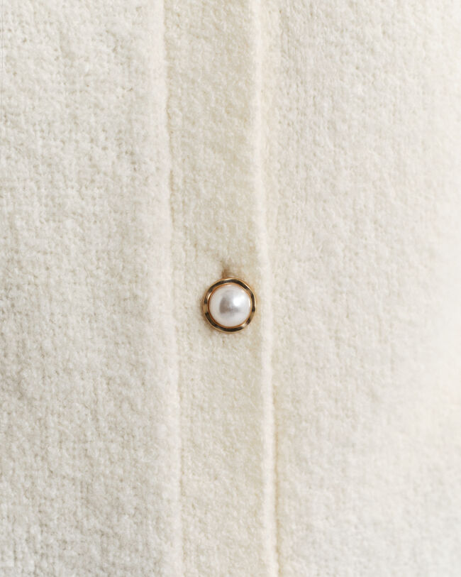 Bouclé Rundhalsstrickjacke