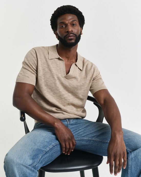 Kurzarm Polopullover aus Leinenmix