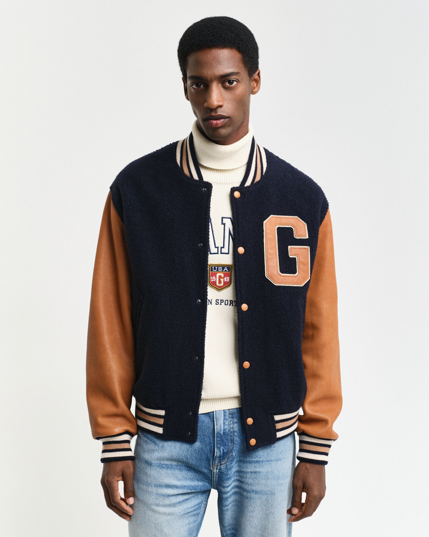 GANT Varsity Jacke aus Wolle und Leder