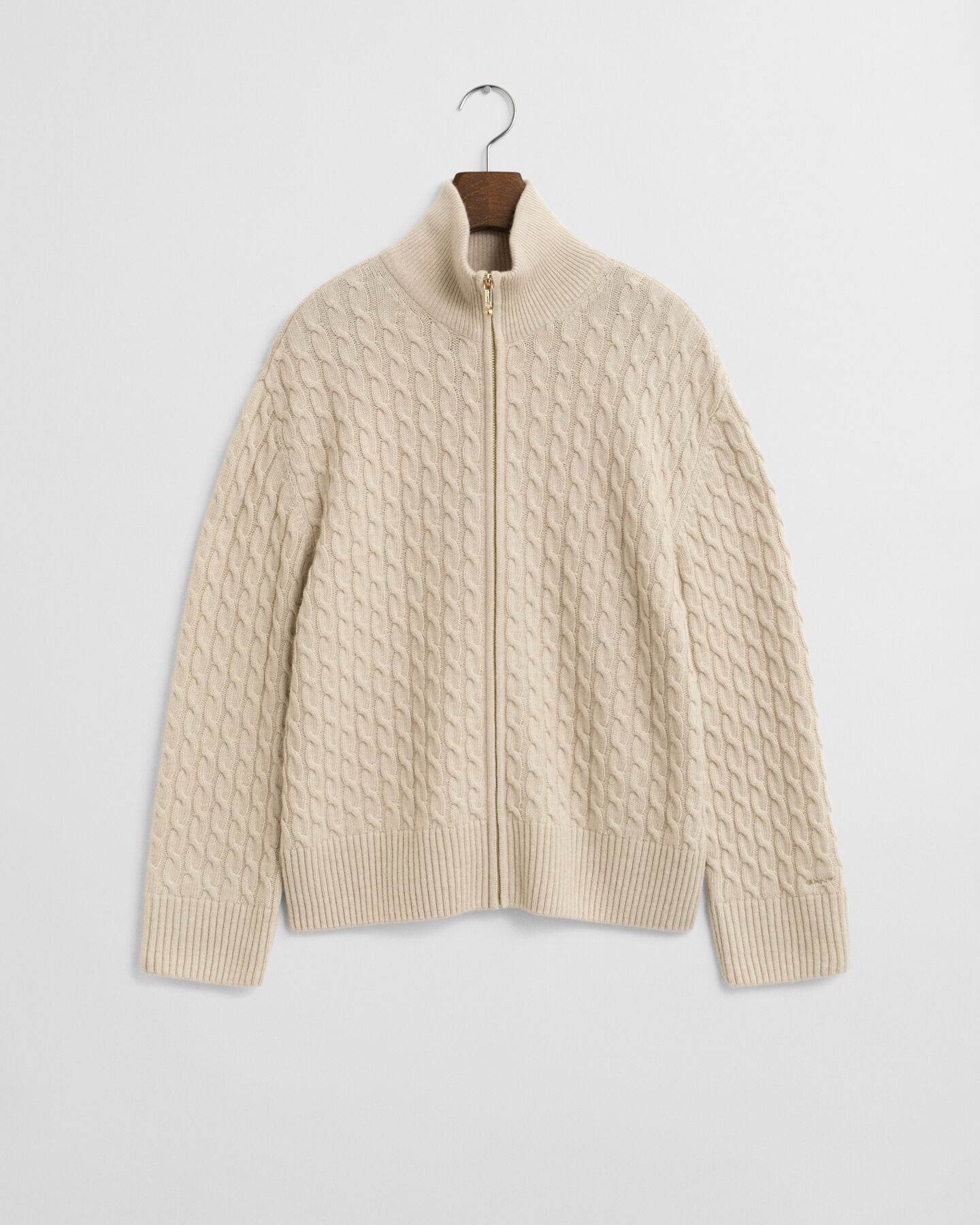 Zopfmuster Strickjacke mit Reißverschluss