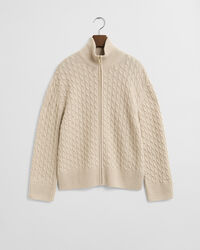 Zopfmuster Strickjacke mit Reißverschluss