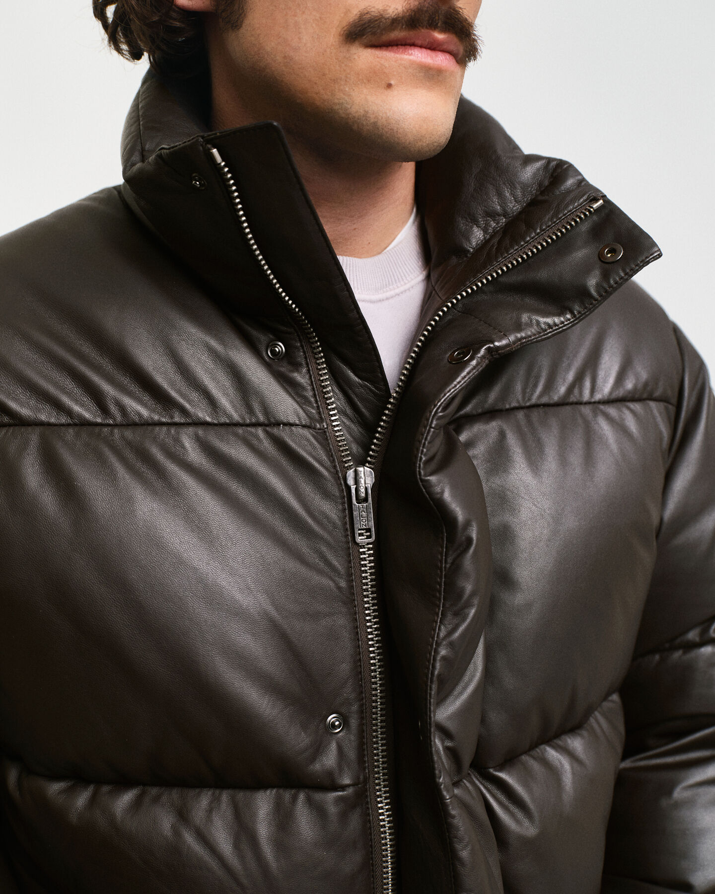 Puffer Jacke aus Leder mit Gänsedaunen