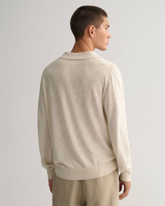 Baumwoll Leinen Polopullover