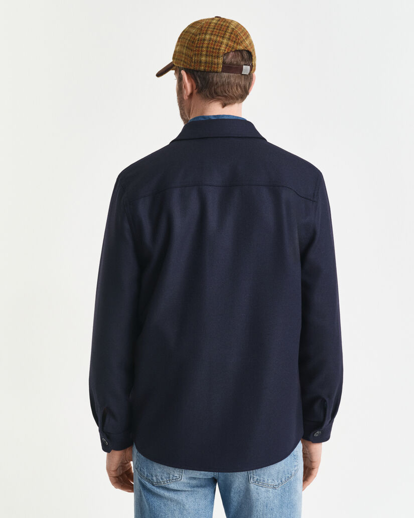 Regular Fit Hemdjacke aus Wollmischung