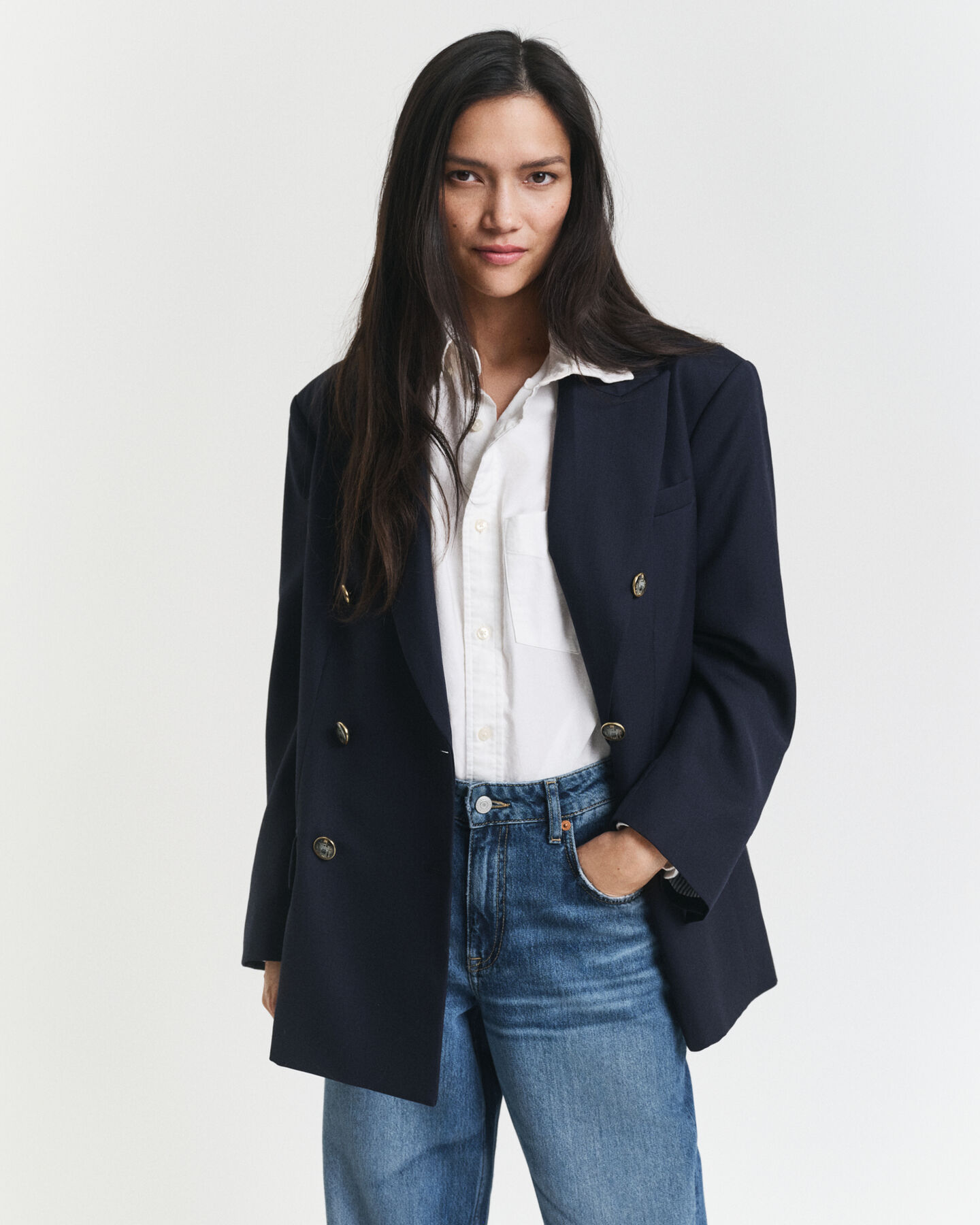 Oversized Hopsack Blazer aus Wolle